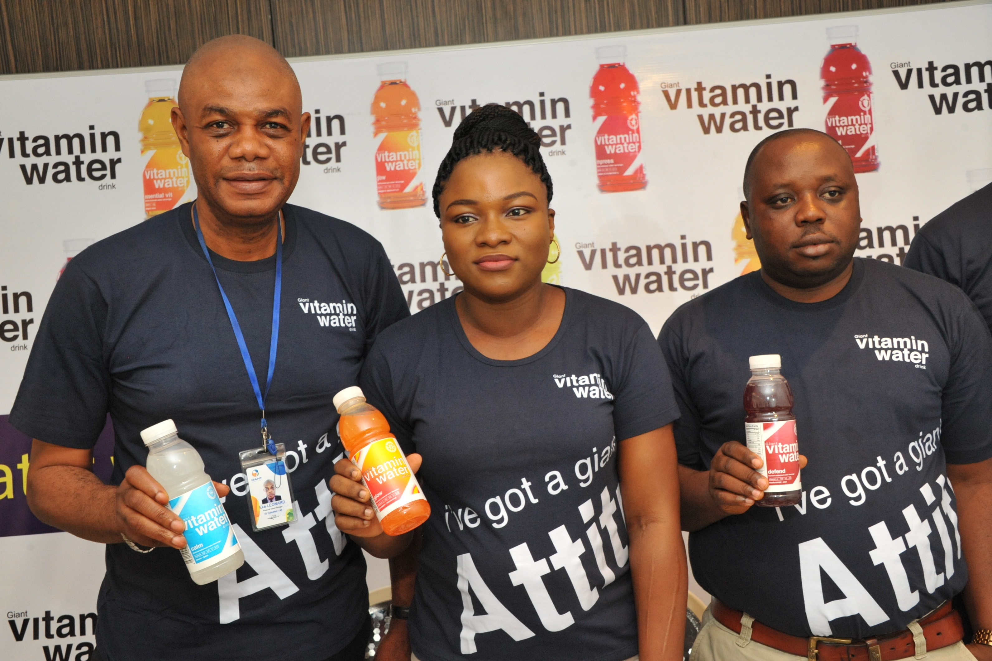 L – R: Mr. Eke Leonard, Regional Sales Manager South-South/ East, Mrs. Bose Ogunyemi, Marketing Manager and Mr. Emmanuel Akpah, Regional Sales Manager Lagos/South-West, all of Giant Beverages Limited at the event