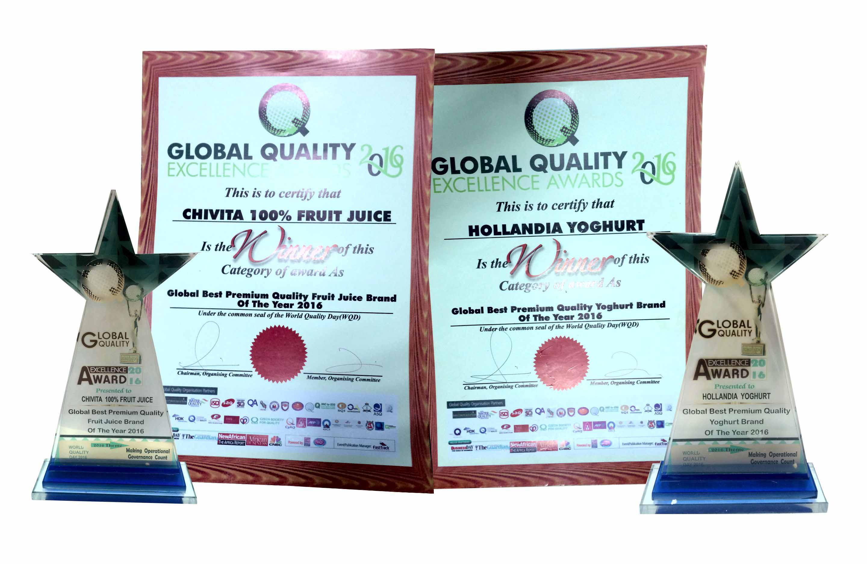  Chi Limited Grabs Two Trophies At Global Quality Excellence Awards 2016-marketingspace.com.ng