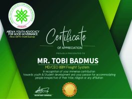 AYAGG Recognizes Tobi Badmus, CEO And Founder Of 8BM, As An Icon Of Youth Inspiration-marketingspace.com.ng