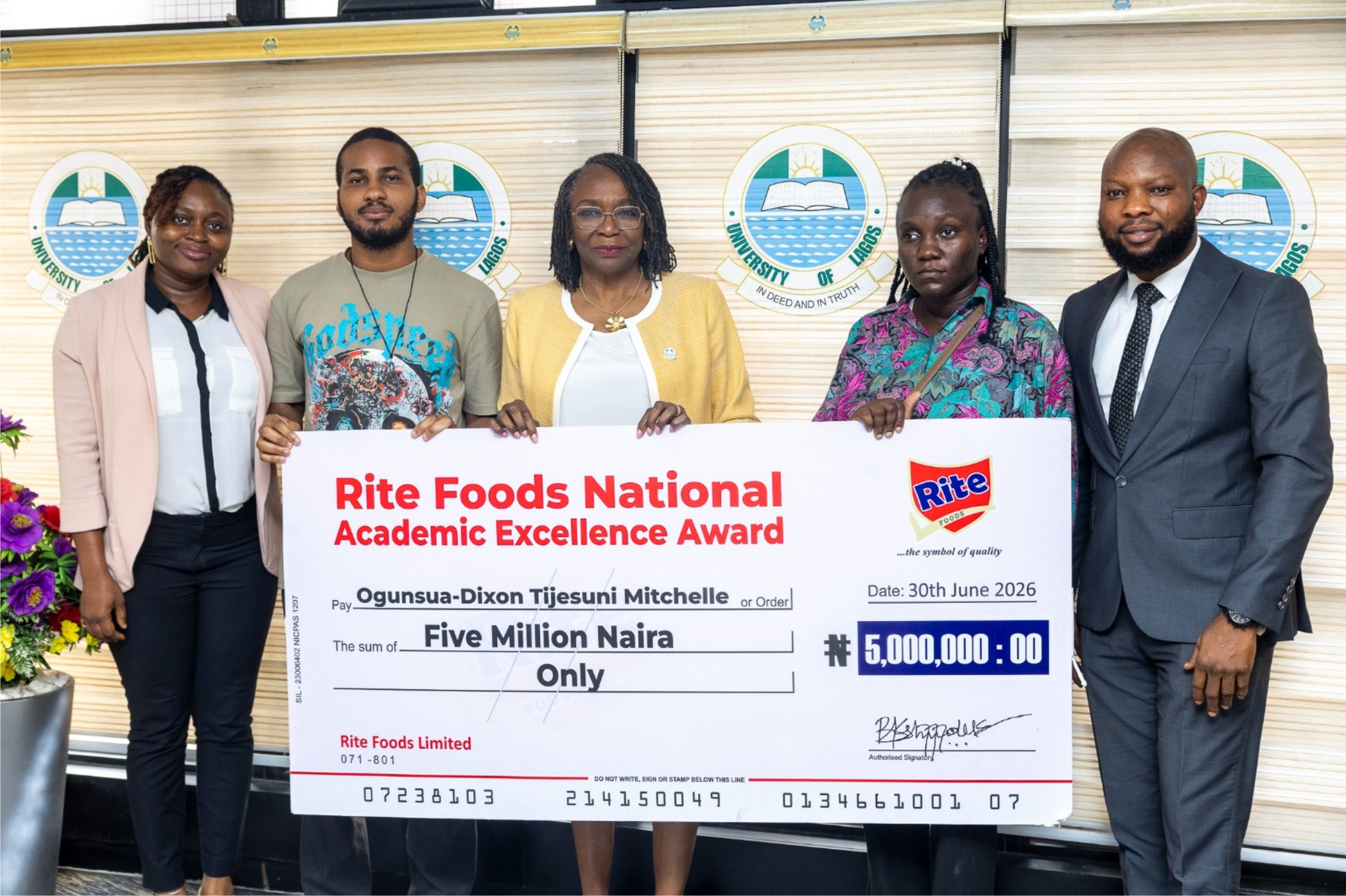 UNILAG Vice Chancellor Lauds Rite Foods For National Academic Excellence Award Initiative -marketingspace.com.ng