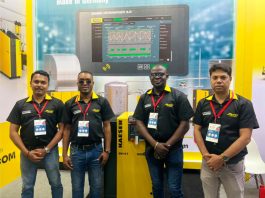L-R Rao Preetham Ganesh - Service Manager, AGBEDE Olarewaju Laisi- Business Development Manager, AGBOOLA Lawal Bukola - Business Development Manager, Ashwini kumar Patel - General Manager JMG Industrial -marketingspace.com.ng