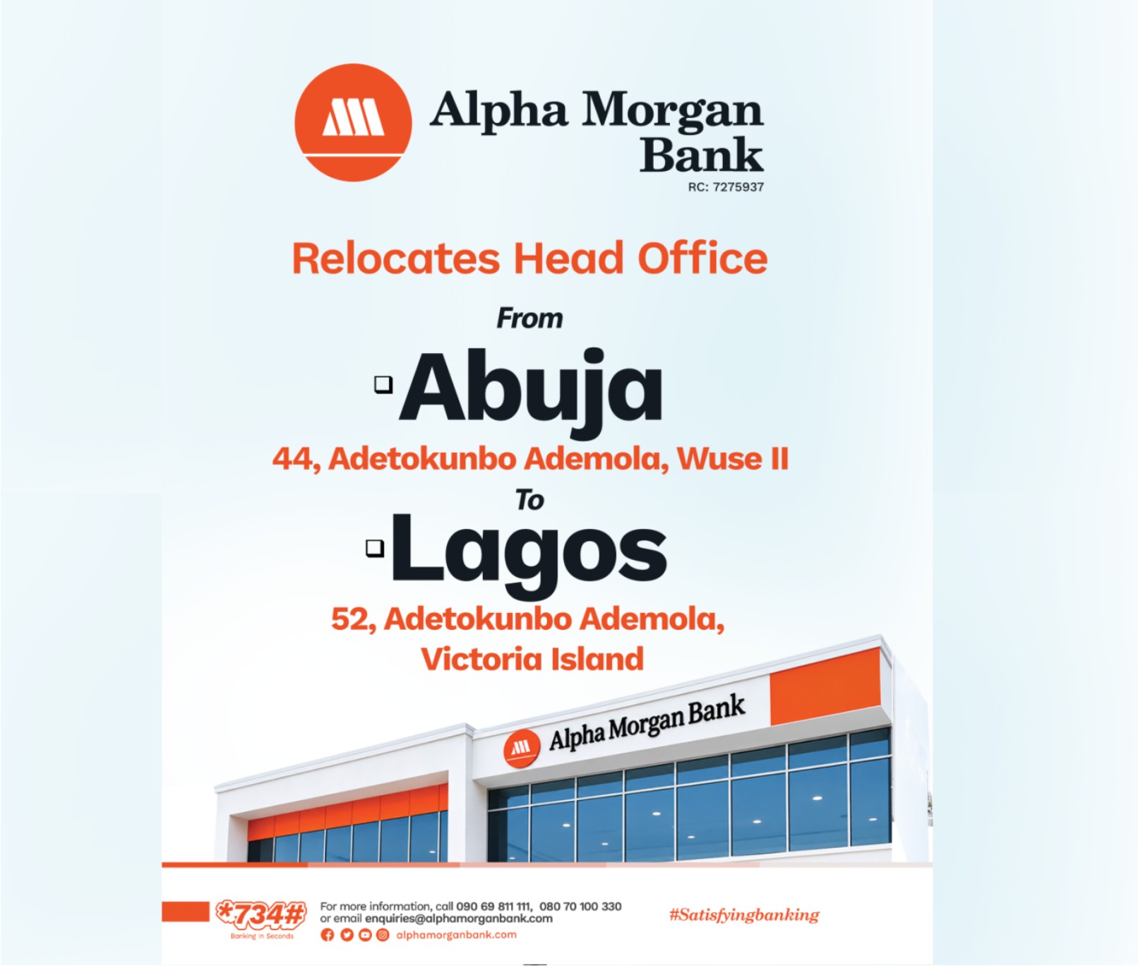 Alpha Morgan Bank Relocates Head Office To Lagos, Marks New Chapter Of Growth -marketingspace.com.ng