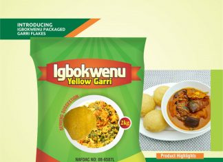 Igbokwenu: Hygienically Packaged Yellow Garri Enters Nigerian Market …available in Shoprite, Spa, Games, Others-marketingspace.com.ng
