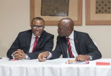 UBA Kenya To Leverage On Group’s Capacity To Finance Large Ticket Transactions In Kenya Emeke Iweriebor, Regional CEO, East and Southern Africa, UBA Plc and MD-CEO, UBA Kenya Limited, Isaac Mwige at the Press Conference organised by the Bank in Nairobi today, May 17, 2018-marketingspace.com.ng
