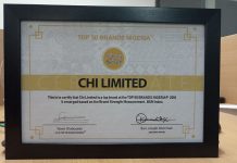 CHI Limited Bags Top 50 Brands Nigeria Award-marketingspace.com.ng