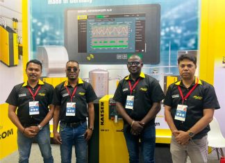 L-R Rao Preetham Ganesh - Service Manager, AGBEDE Olarewaju Laisi- Business Development Manager, AGBOOLA Lawal Bukola - Business Development Manager, Ashwini kumar Patel - General Manager JMG Industrial -marketingspace.com.ng