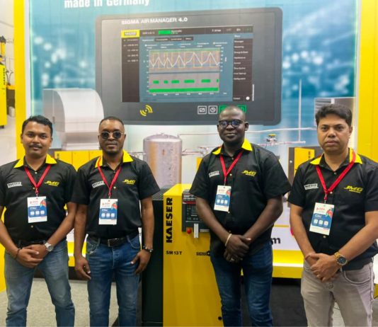 L-R Rao Preetham Ganesh - Service Manager, AGBEDE Olarewaju Laisi- Business Development Manager, AGBOOLA Lawal Bukola - Business Development Manager, Ashwini kumar Patel - General Manager JMG Industrial -marketingspace.com.ng